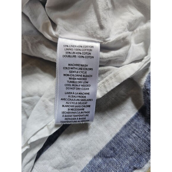 BeachLunchLounge Women's Sz Medium Ayesha Dress Linen Cotton Striped Blue Beach - Picture 5 of 8